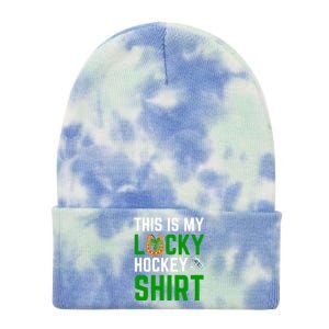 This Is My Lucky Hockey Gift Sport Game St Patrick's Day Funny Gift Tie Dye 12in Knit Beanie