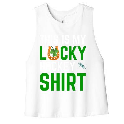 This Is My Lucky Hockey Gift Sport Game St Patrick's Day Funny Gift Women's Racerback Cropped Tank