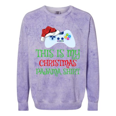 This Is My Christmas Pajamas Santa Hat Video Game Christmas Great Gift Colorblast Crewneck Sweatshirt