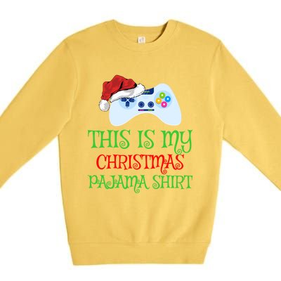 This Is My Christmas Pajamas Santa Hat Video Game Christmas Great Gift Premium Crewneck Sweatshirt