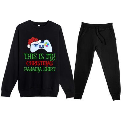 This Is My Christmas Pajamas Santa Hat Video Game Christmas Great Gift Premium Crewneck Sweatsuit Set