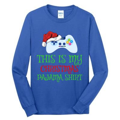 This Is My Christmas Pajamas Santa Hat Video Game Christmas Great Gift Tall Long Sleeve T-Shirt