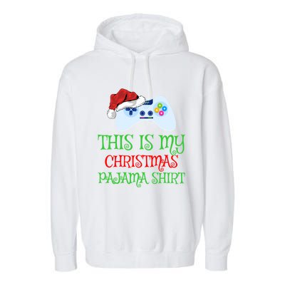 This Is My Christmas Pajamas Santa Hat Video Game Christmas Great Gift Garment-Dyed Fleece Hoodie