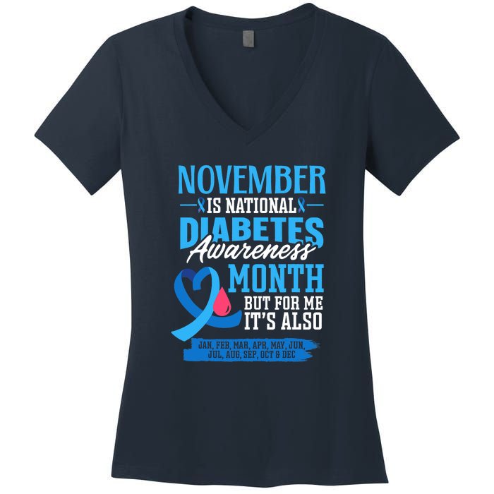 This Is My Fight Type 1 Diabetes Awareness Support Women's V-Neck T-Shirt