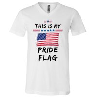 This Is My Pride Flag USA Holiday V-Neck T-Shirt