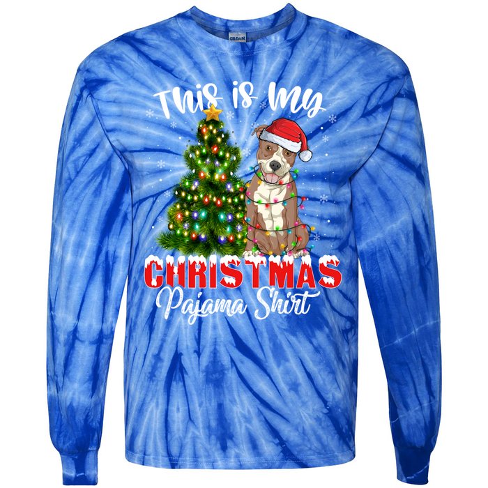 This Is My Christmas Pajama Pitbull Xmas Dog Lover Gift Tie-Dye Long Sleeve Shirt