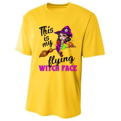 This Is My Flying Witch Face Cute Goth Witch On Broomstick Gift Performance Sprint T-Shirt