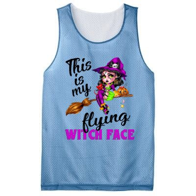 This Is My Flying Witch Face Cute Goth Witch On Broomstick Gift Mesh Reversible Basketball Jersey Tank