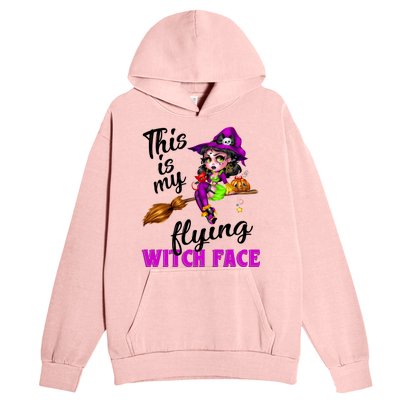 This Is My Flying Witch Face Cute Goth Witch On Broomstick Gift Urban Pullover Hoodie