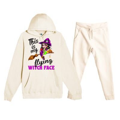 This Is My Flying Witch Face Cute Goth Witch On Broomstick Gift Premium Hooded Sweatsuit Set