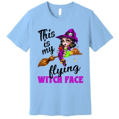 This Is My Flying Witch Face Cute Goth Witch On Broomstick Gift Premium T-Shirt