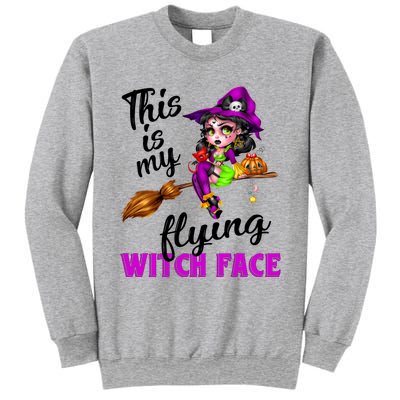 This Is My Flying Witch Face Cute Goth Witch On Broomstick Gift Sweatshirt