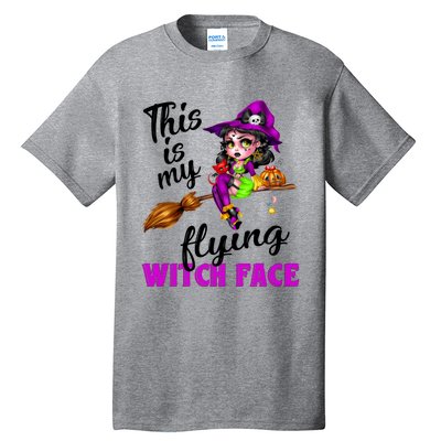 This Is My Flying Witch Face Cute Goth Witch On Broomstick Gift Tall T-Shirt