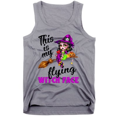 This Is My Flying Witch Face Cute Goth Witch On Broomstick Gift Tank Top