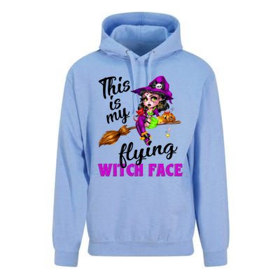 This Is My Flying Witch Face Cute Goth Witch On Broomstick Gift Unisex Surf Hoodie