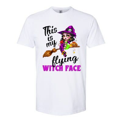 This Is My Flying Witch Face Cute Goth Witch On Broomstick Gift Softstyle CVC T-Shirt