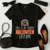 This Is My Spooky Halloween Costume Rainbow Fall Women's V-Neck T-Shirt