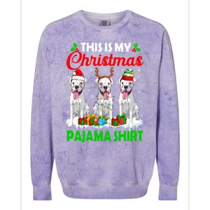 This Is My Christmas Pajama Boxer Dog Lights Xmas Cool Gift Colorblast Crewneck Sweatshirt