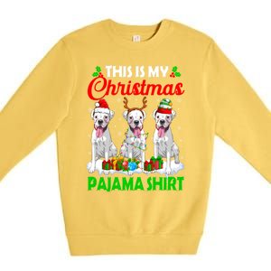 This Is My Christmas Pajama Boxer Dog Lights Xmas Cool Gift Premium Crewneck Sweatshirt