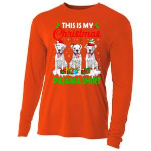 This Is My Christmas Pajama Boxer Dog Lights Xmas Cool Gift Cooling Performance Long Sleeve Crew