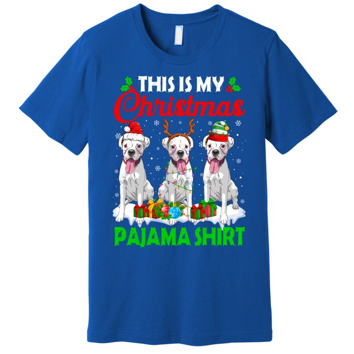 This Is My Christmas Pajama Boxer Dog Lights Xmas Cool Gift Premium T-Shirt