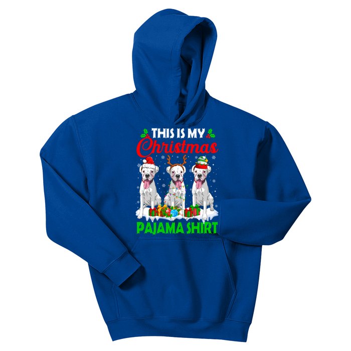 This Is My Christmas Pajama Boxer Dog Lights Xmas Cool Gift Kids Hoodie