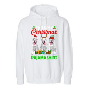 This Is My Christmas Pajama Boxer Dog Lights Xmas Cool Gift Garment-Dyed Fleece Hoodie