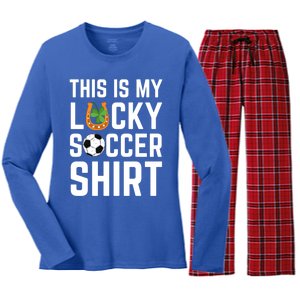 This Is My Lucky Soccer Cool Gift Sport Game St Patrick's Day Cool Gift Women's Long Sleeve Flannel Pajama Set 