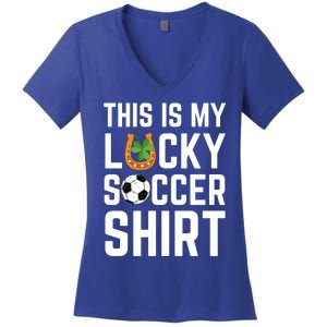 This Is My Lucky Soccer Cool Gift Sport Game St Patrick's Day Cool Gift Women's V-Neck T-Shirt