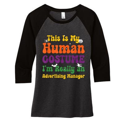 This is My Human Costume I'm Really Halloween Themed Party Women's Tri-Blend 3/4-Sleeve Raglan Shirt