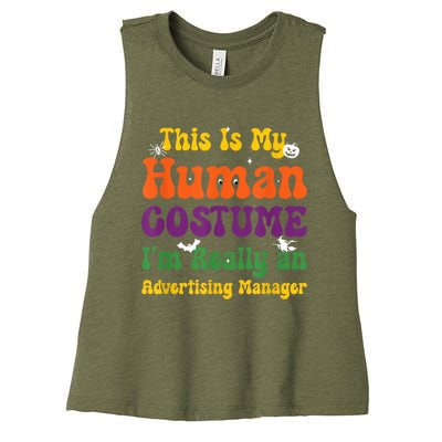 This is My Human Costume I'm Really Halloween Themed Party Women's Racerback Cropped Tank