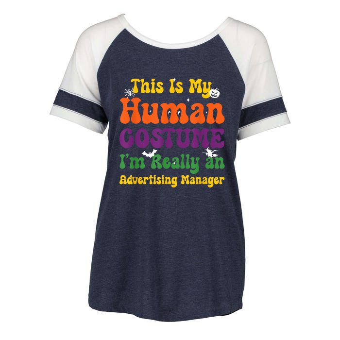 This is My Human Costume I'm Really Halloween Themed Party Enza Ladies Jersey Colorblock Tee