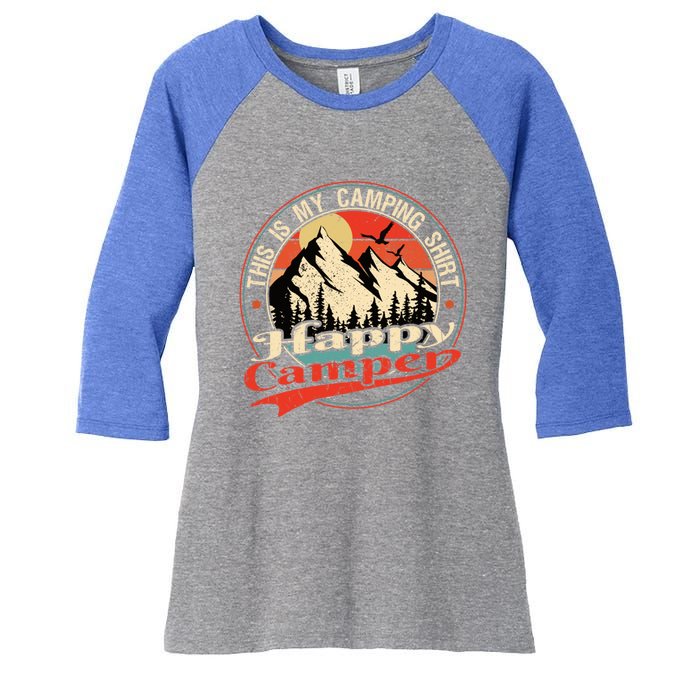 This Is My Camping Cool Gift Happy Camper Cute Gift Women's Tri-Blend 3/4-Sleeve Raglan Shirt