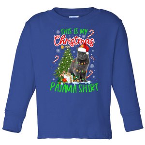 This Is My Christmas Pajama Gift Russian Blue Cat Gift Toddler Long Sleeve Shirt