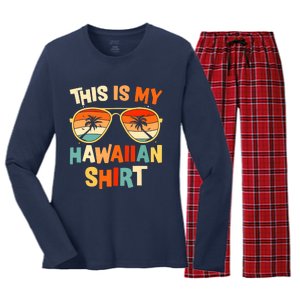 This Is My Hawaiian Tropical Luau Costume Party Hawaii Women's Long Sleeve Flannel Pajama Set 