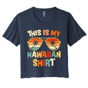 This Is My Hawaiian Tropical Luau Costume Party Hawaii Women's Crop Top Tee