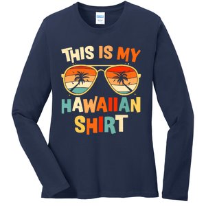 This Is My Hawaiian Tropical Luau Costume Party Hawaii Ladies Long Sleeve Shirt