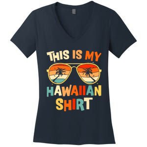 This Is My Hawaiian Tropical Luau Costume Party Hawaii Women's V-Neck T-Shirt