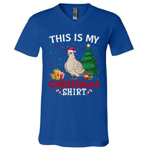 This Is My Mourning Dove Santa Hat Christmas Pajama Cute Gift V-Neck T-Shirt