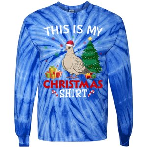 This Is My Mourning Dove Santa Hat Christmas Pajama Cute Gift Tie-Dye Long Sleeve Shirt