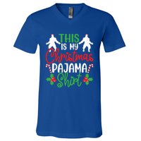 This Is My Bigfoot Christmas Pajamas Funny Gift V-Neck T-Shirt