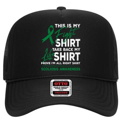 This Is My Fight Scoliosis Awareness Scoliotic Warrior High Crown Mesh Back Trucker Hat