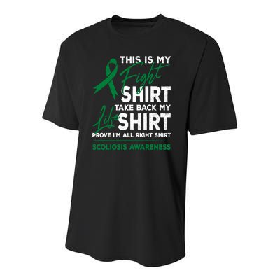 This Is My Fight Scoliosis Awareness Scoliotic Warrior Youth Performance Sprint T-Shirt