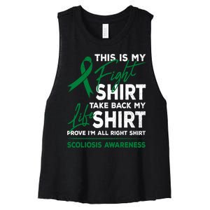 This Is My Fight Scoliosis Awareness Scoliotic Warrior Women's Racerback Cropped Tank