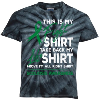 This Is My Fight Scoliosis Awareness Scoliotic Warrior Kids Tie-Dye T-Shirt