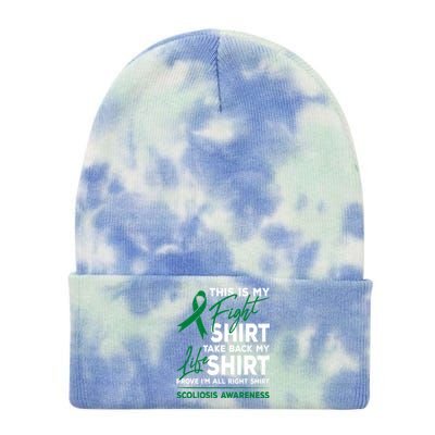 This Is My Fight Scoliosis Awareness Scoliotic Warrior Tie Dye 12in Knit Beanie