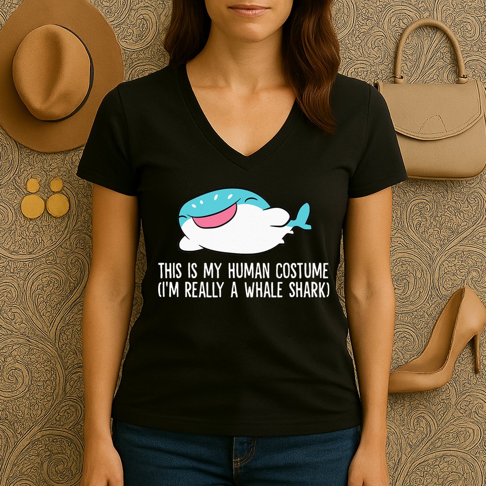 This Is My Human Costume I'm Really A Whale Shark Women's V-Neck T-Shirt