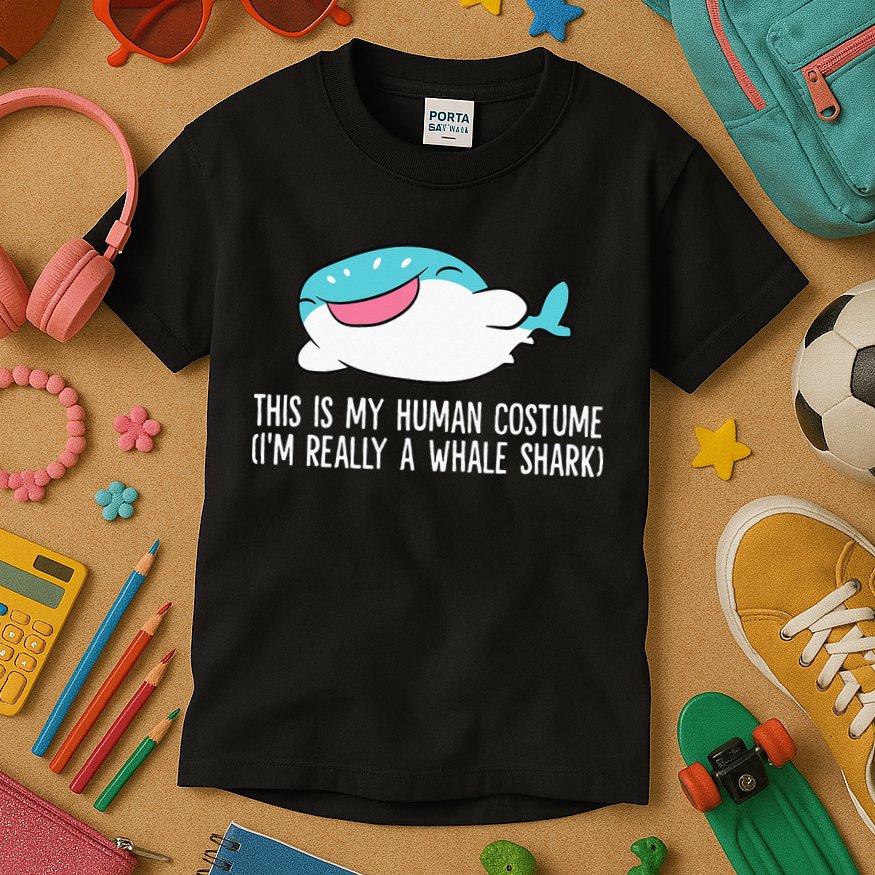 This Is My Human Costume I'm Really A Whale Shark Kids T-Shirt