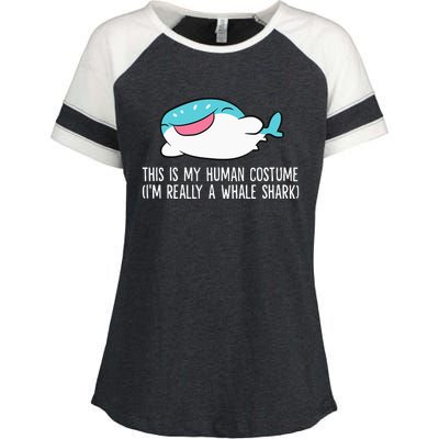 This Is My Human Costume I'm Really A Whale Shark Enza Ladies Jersey Colorblock Tee