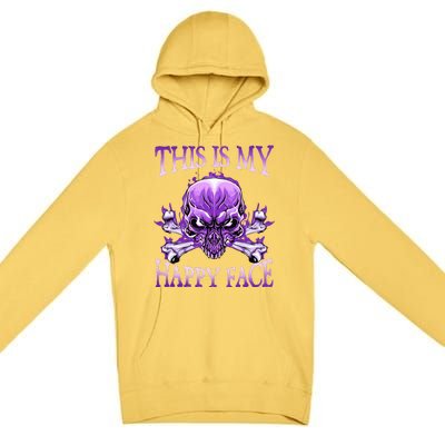 This Is My Happy Face Halloween Purple Skull Premium Pullover Hoodie